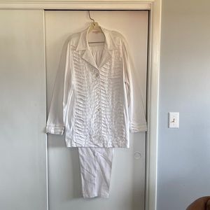 White Two-Piece Cotton Pantsuit